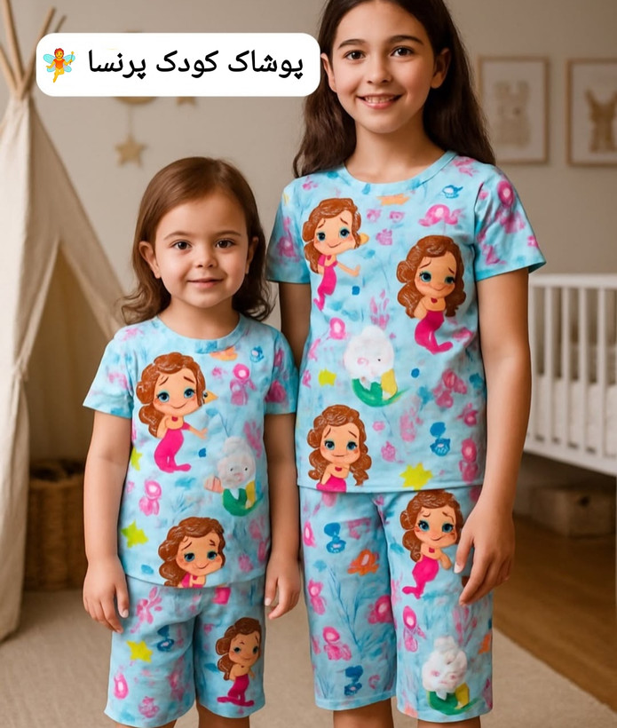 ست راحتی تیشرت و شلوارک دخترانه مناسب سنین 3 الی 11 سال