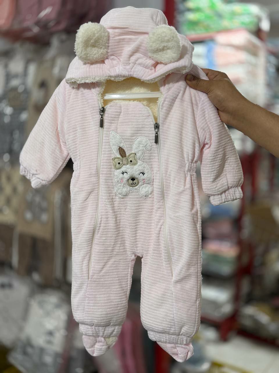 کاپشن سرهمی طرح خرگوش سایز ۶ ماه تا ۲ سال